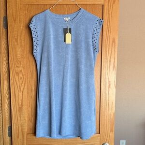JODIFL Light Blue Studded sleeve knee length Dress - NWT